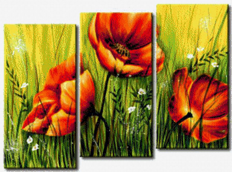 TABLOU TRİPLU FLORİ - flori, triptix - предпросмотр