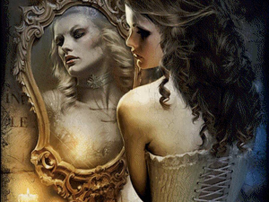 Отражение - девушка, фентези - предпросмотр