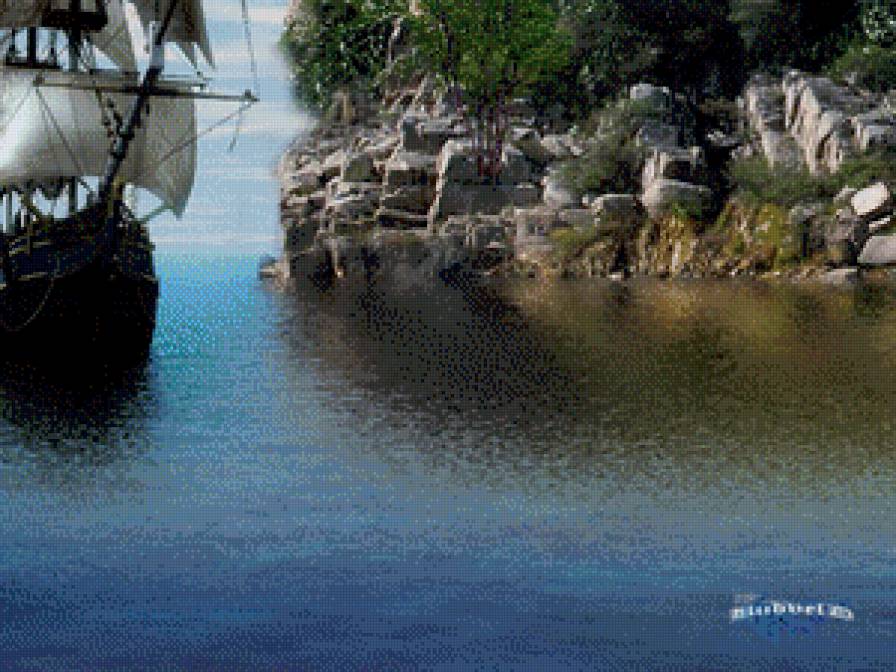 "Русалочка на скале" ч. 4 низ - девушка, русалка, корабль, скалы, море - предпросмотр