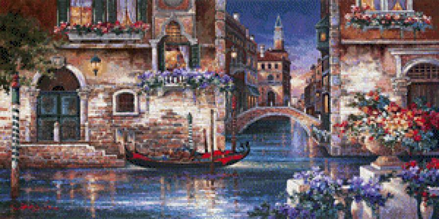 Венеция в цветах. - венеция, городской пейзаж, цветы - предпросмотр