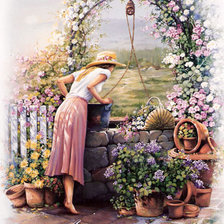 Схема вышивки «девушка у колодца»