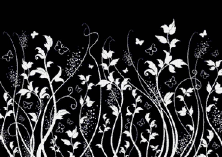 fluturı pe negru - floral, fluturi - предпросмотр