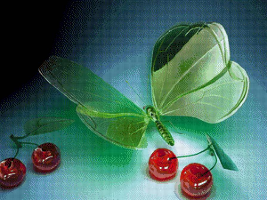 вишня ,бабочка - предпросмотр