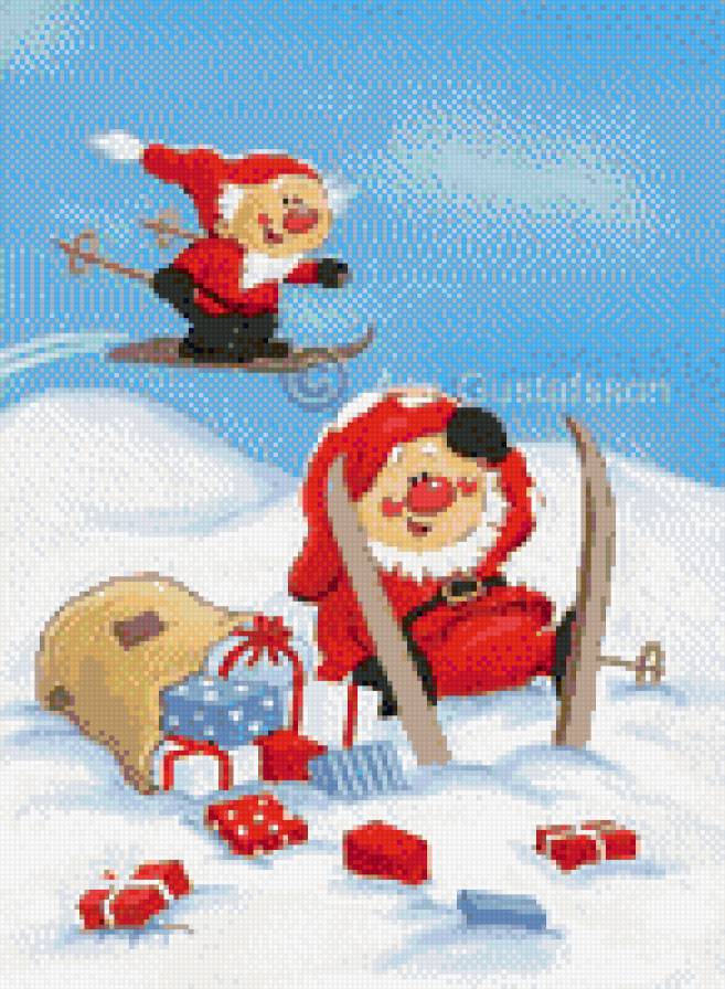 гномики на лыжах - гном, новый год - предпросмотр