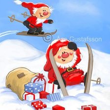 Схема вышивки «гномики на лыжах»