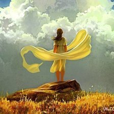 Схема вышивки «Девушка в желтом»