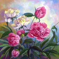 Схема вышивки «пионы»