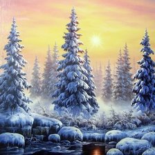 Схема вышивки «в зимнем лесу»