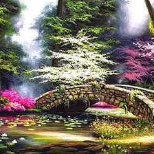 Схема вышивки «Пейзаж с мостиком»