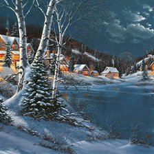 Схема вышивки «Городок на берегу озера»