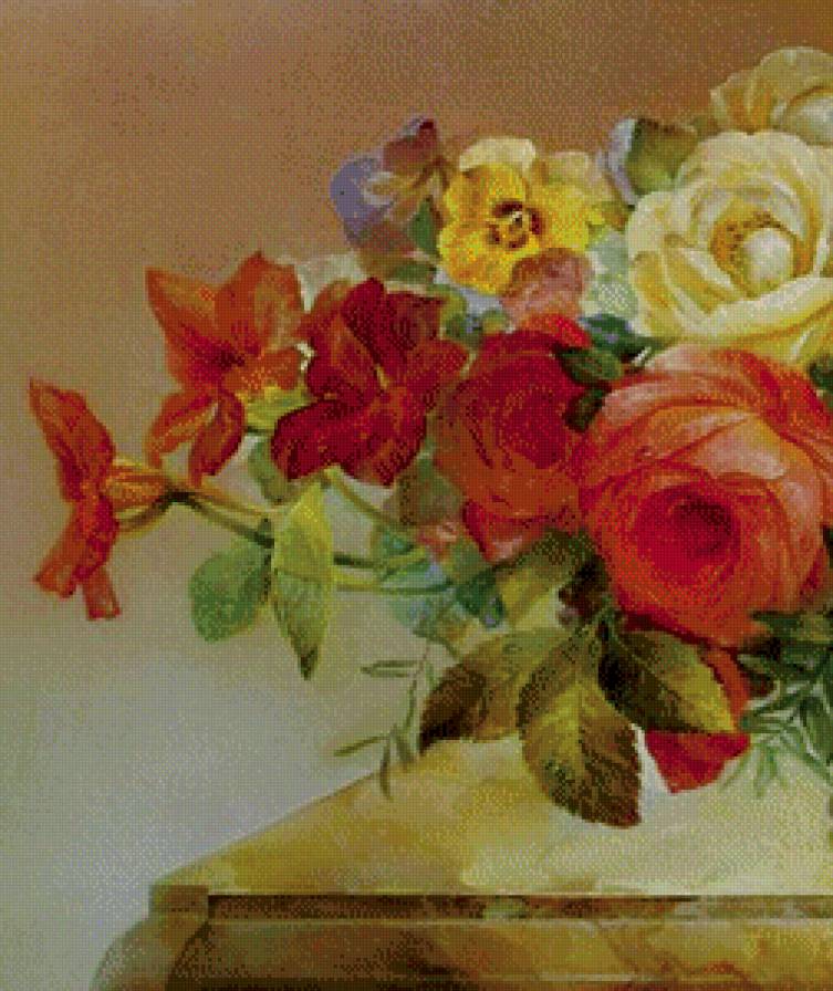 летний букет часть 1 - живопись, роза, ваза, анютины глазки, цветы - предпросмотр