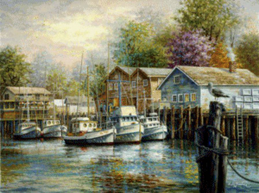 Серия "Летний пейзаж" - домик, пейзаж, яхта - предпросмотр