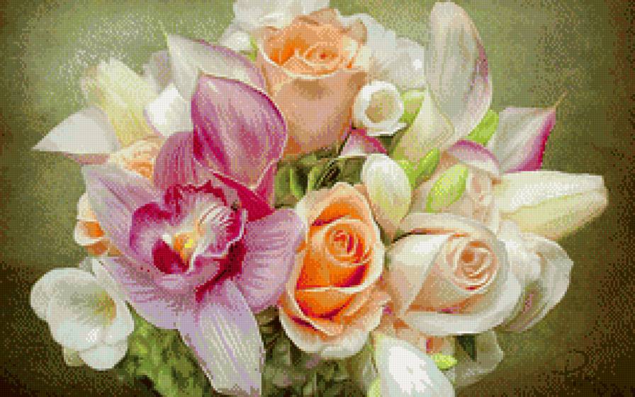 Нежный букет. - букет, цветы, нежность - предпросмотр