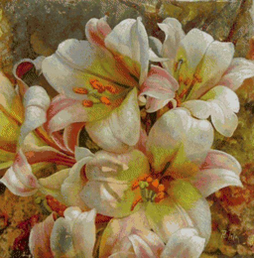 Прекрасные лилии. - букет, лилии, цветы - предпросмотр