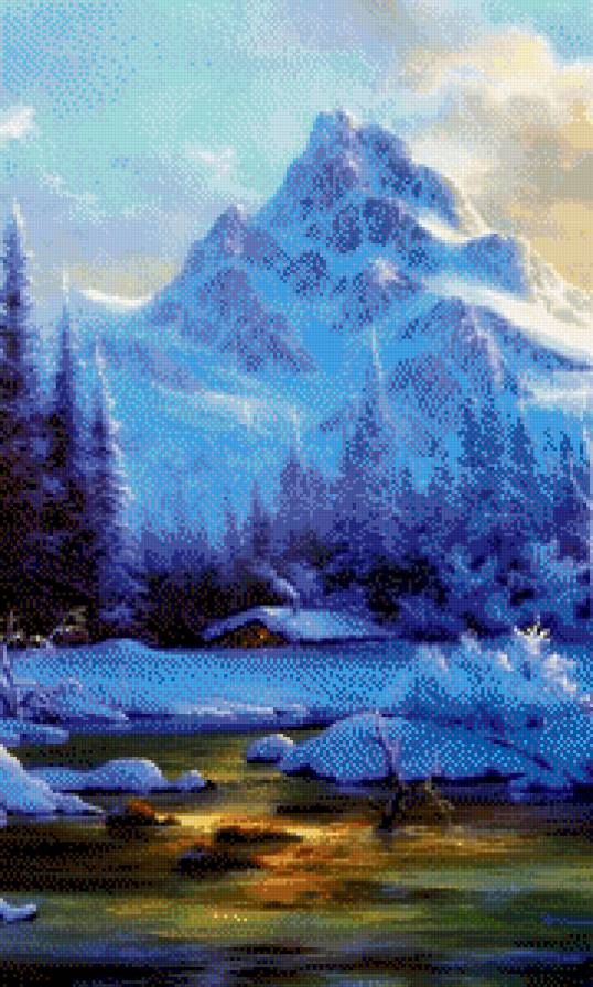 зима - зима, лес, река, снег, пейзаж, сосны, деревья - предпросмотр