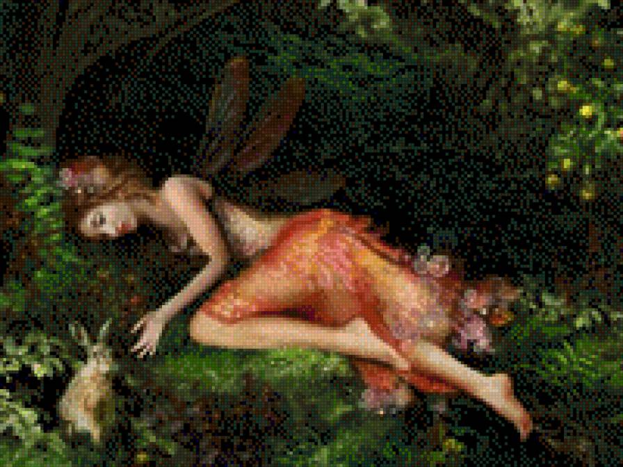 лесной эльф - эльф, лес, заяц, девочка - предпросмотр