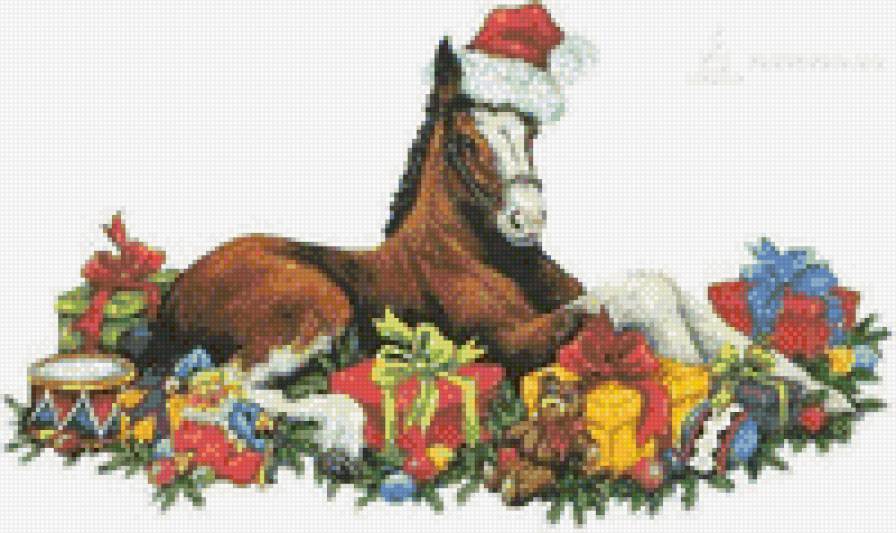 серия "животные" - новый год, лошадь - предпросмотр