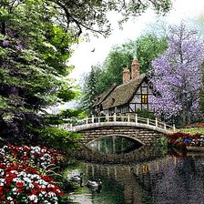 Схема вышивки «Домик на берегу»