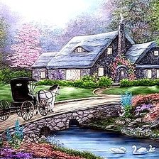 Схема вышивки «Домик у реки»