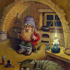 Схема вышивки «домовичок и кот»