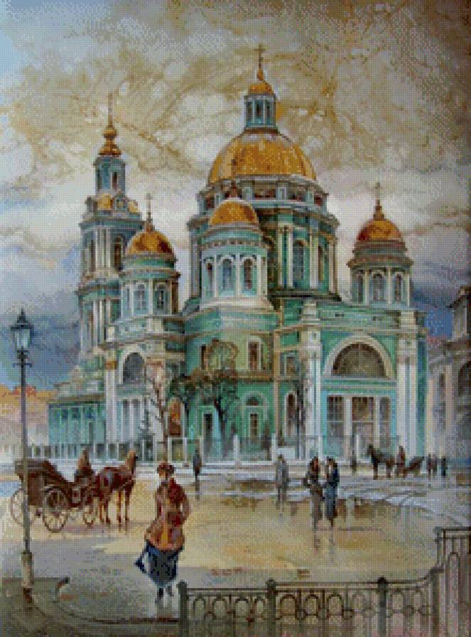 храм - карета, картина, люди, фонарь, живопись - предпросмотр