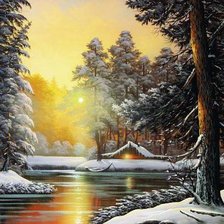 Схема вышивки «Зимний вечер в лесу 1»