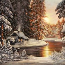 Схема вышивки «Зимний вечер в лесу 2»