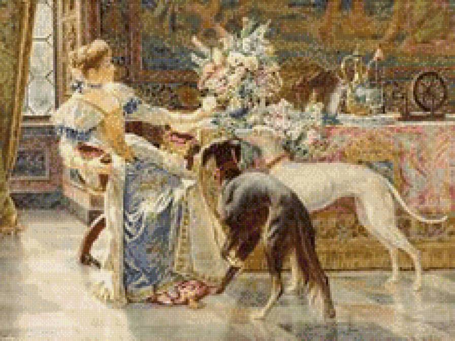золотой век (подборка) - женский образ, собаки, дама, живопись, животные, люди - предпросмотр
