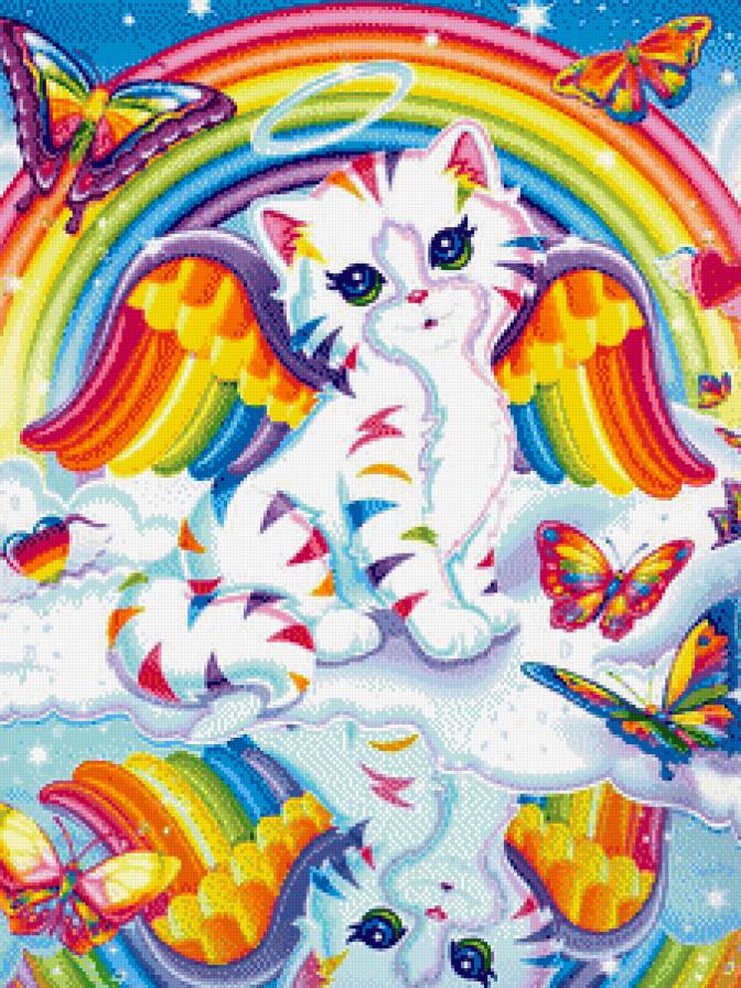 Сказочный кот - радуга, животные, сказка, кошки, ангелок - предпросмотр