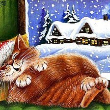 Схема вышивки «Новогодняя киска»