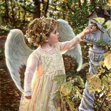 Схема вышивки «ангелок и птичка»