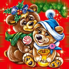 Схема вышивки «Новогодние мишки»