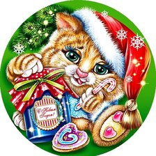 Схема вышивки «Новогодний котёнок»