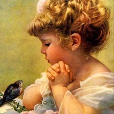 Схема вышивки «девочка и птенчик»