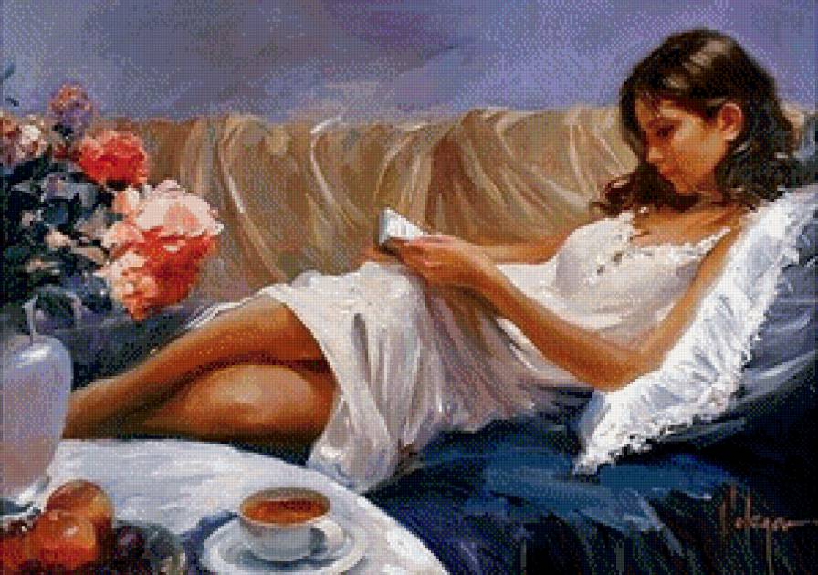 отдых - отдых, книга, женщина, картина - предпросмотр