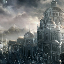 Схема вышивки «город атлантов монохром»