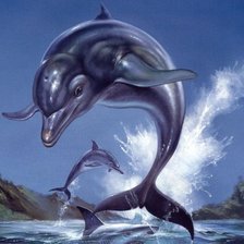 Схема вышивки «дельфины»