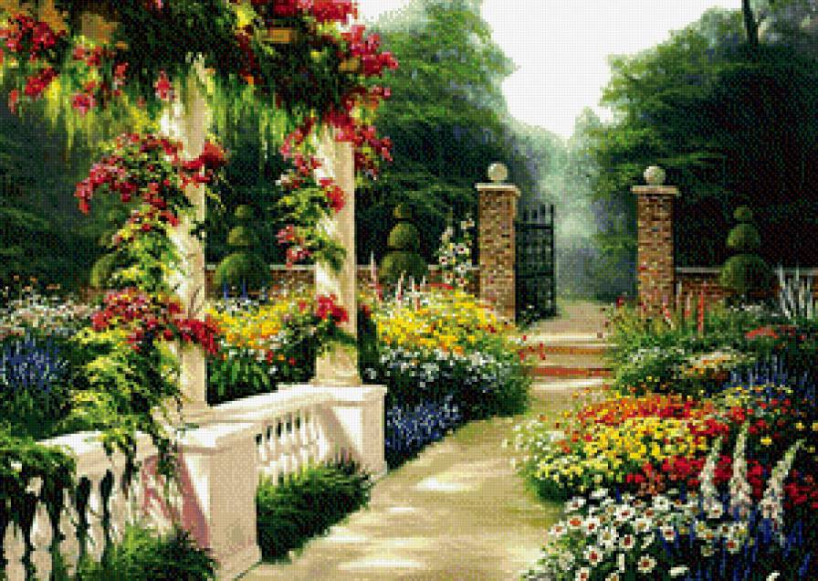 Уголок парка - пейзаж, растения, красота, парк, цветы - предпросмотр