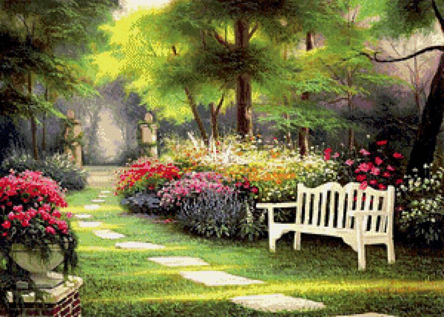 Уголок парка - красота, цветы, парк, пейзаж, растения - предпросмотр
