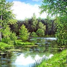 Схема вышивки «Лесное озеро»