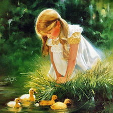 Схема вышивки «девочка с утятами»