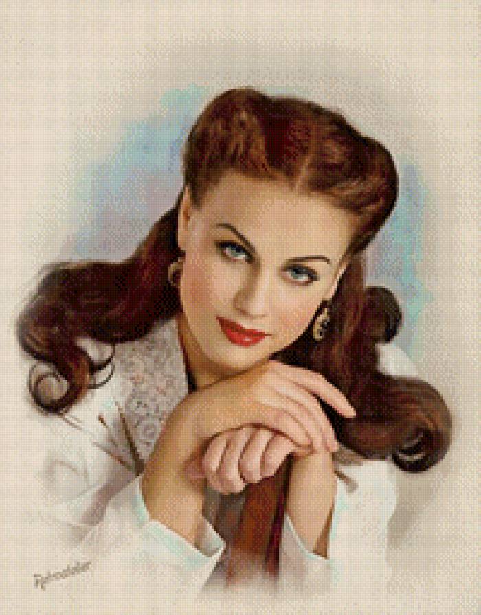 Ретро( новая, маленькая) - девушка, портрет, ретро, женщина, картина - предпросмотр