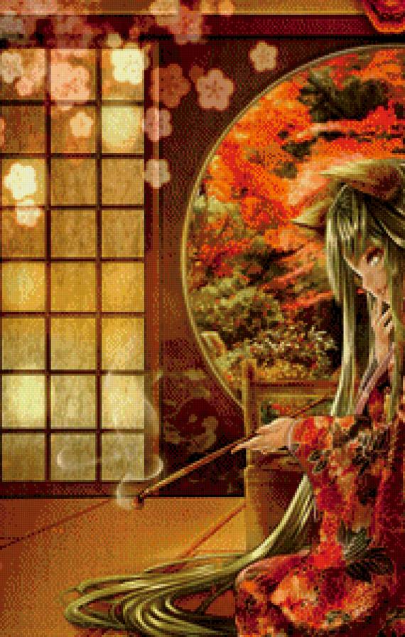 неко часть 1 - восток, женщина, аниме, гейша, живопись, девушка - предпросмотр