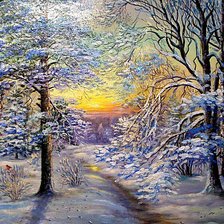 Схема вышивки «застывший ручей в зимнем лесу»