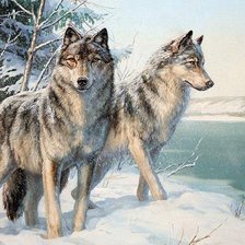 Схема вышивки «Волки»