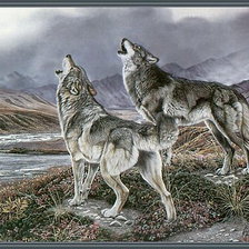 Схема вышивки «Волки»