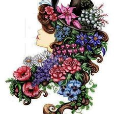 Схема вышивки «Девушка с цветами»