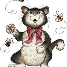 Схема вышивки «кот и пчелки»