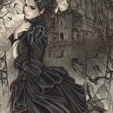 Схема вышивки «дама в черном»