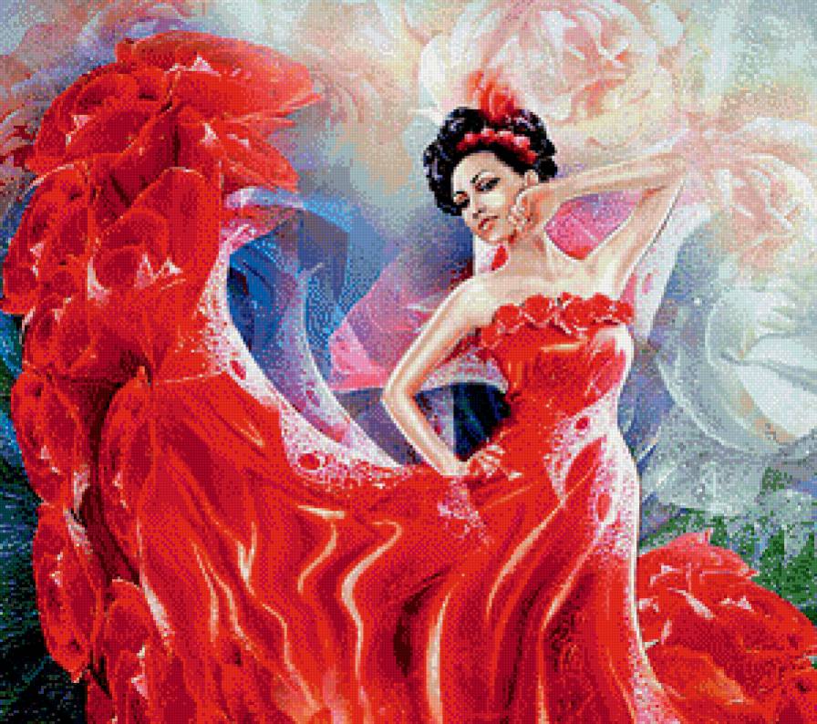 Платье из роз - платье, розы, девушка - предпросмотр